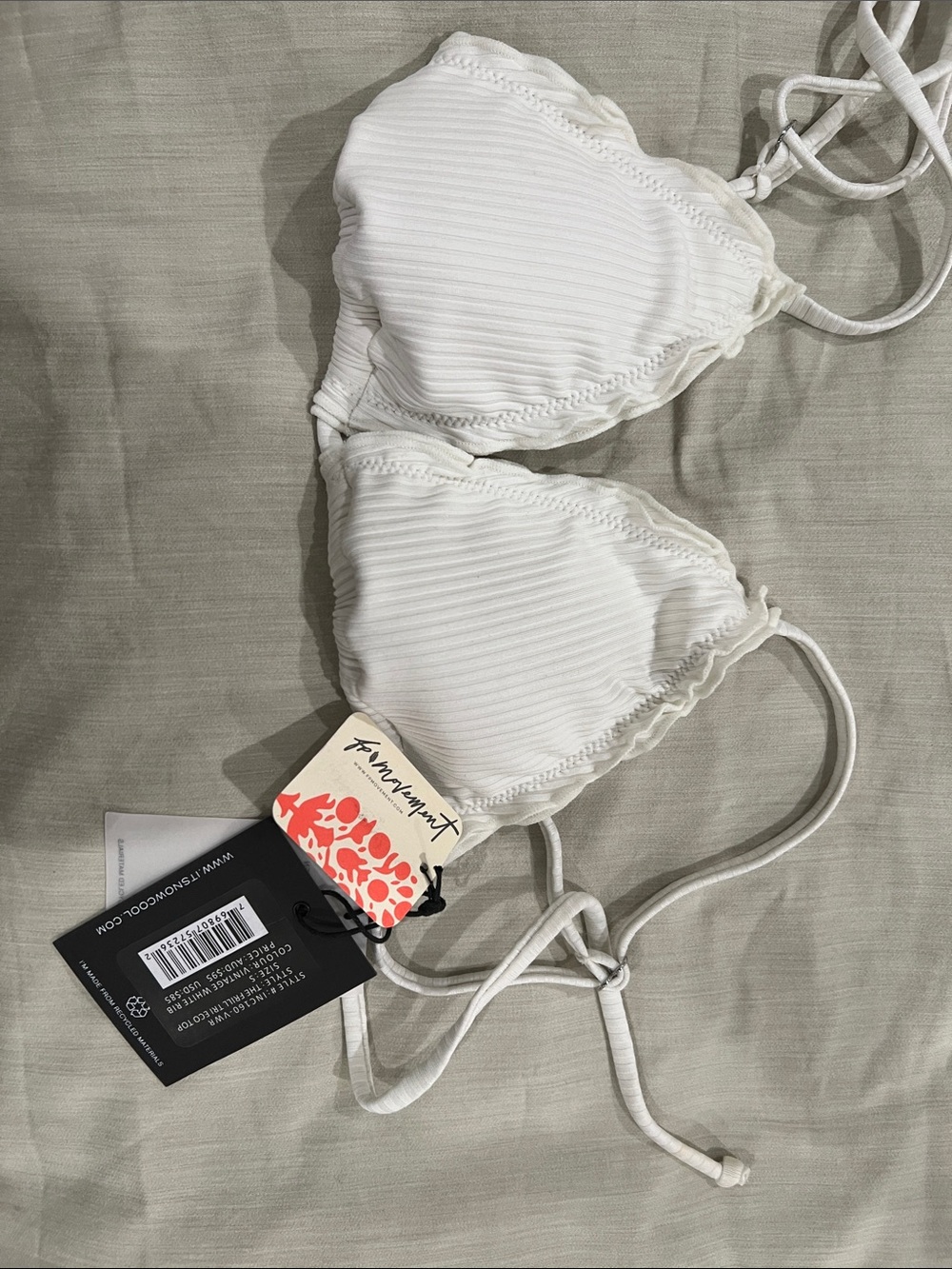 Free People White Ribbed Triangle Bandeau Top